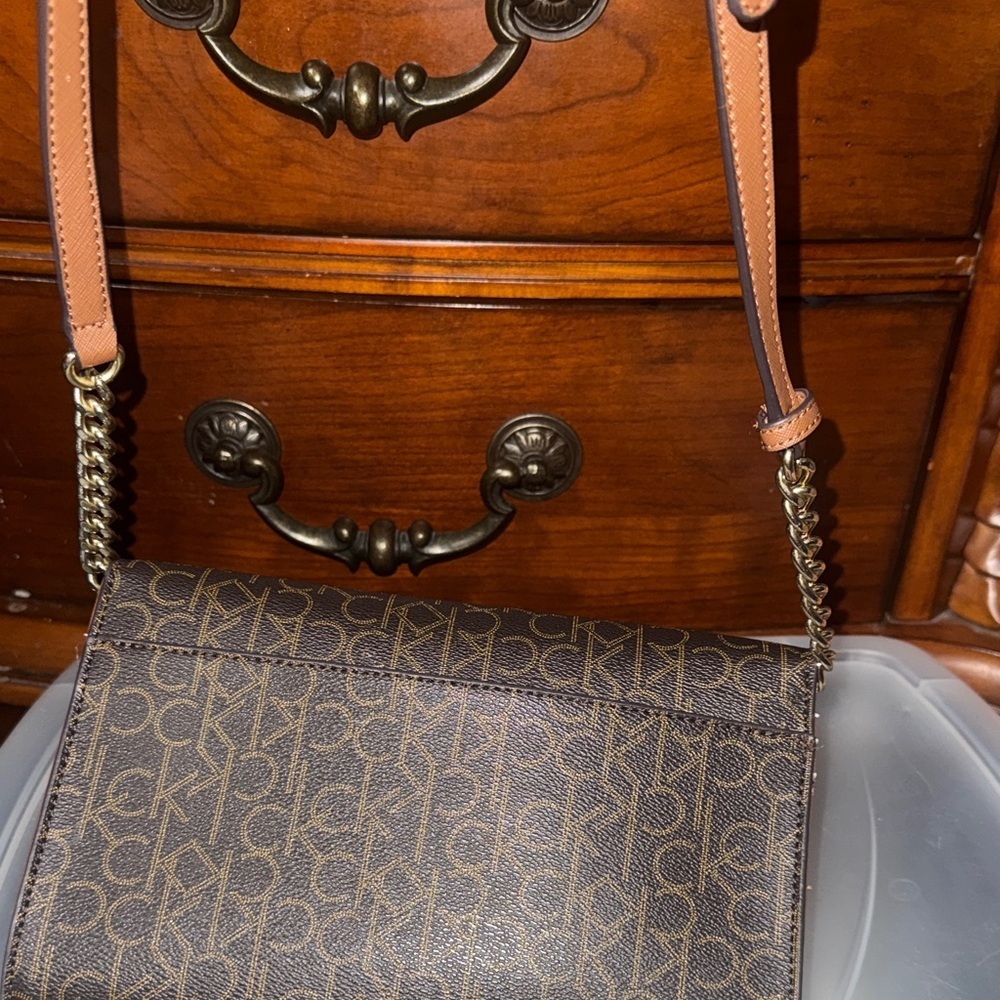 Calvin Klein Black and Gold Monogram Clutch - Picture 8 of 13